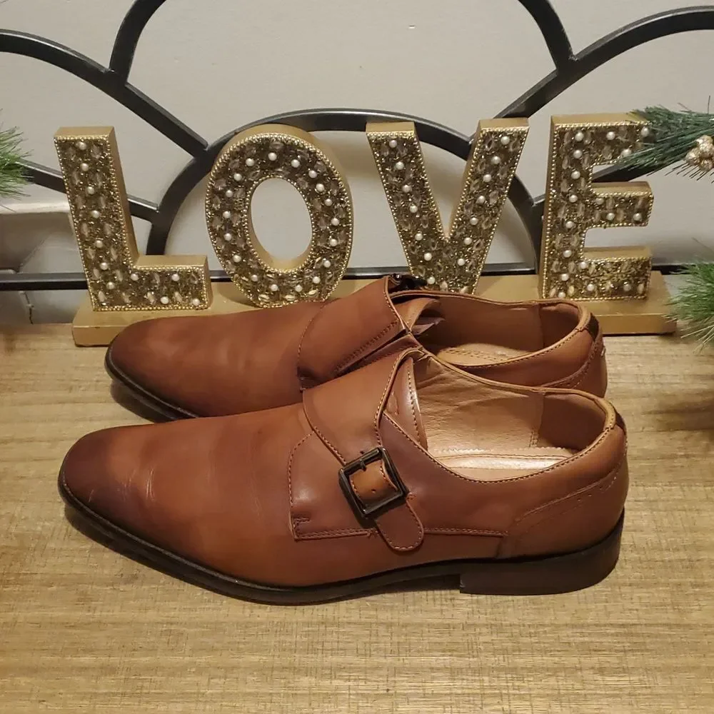 Florsheim Brown Sorrento Plain Toe Single Buckle Leather Men's Dress Shoes Sz 11
